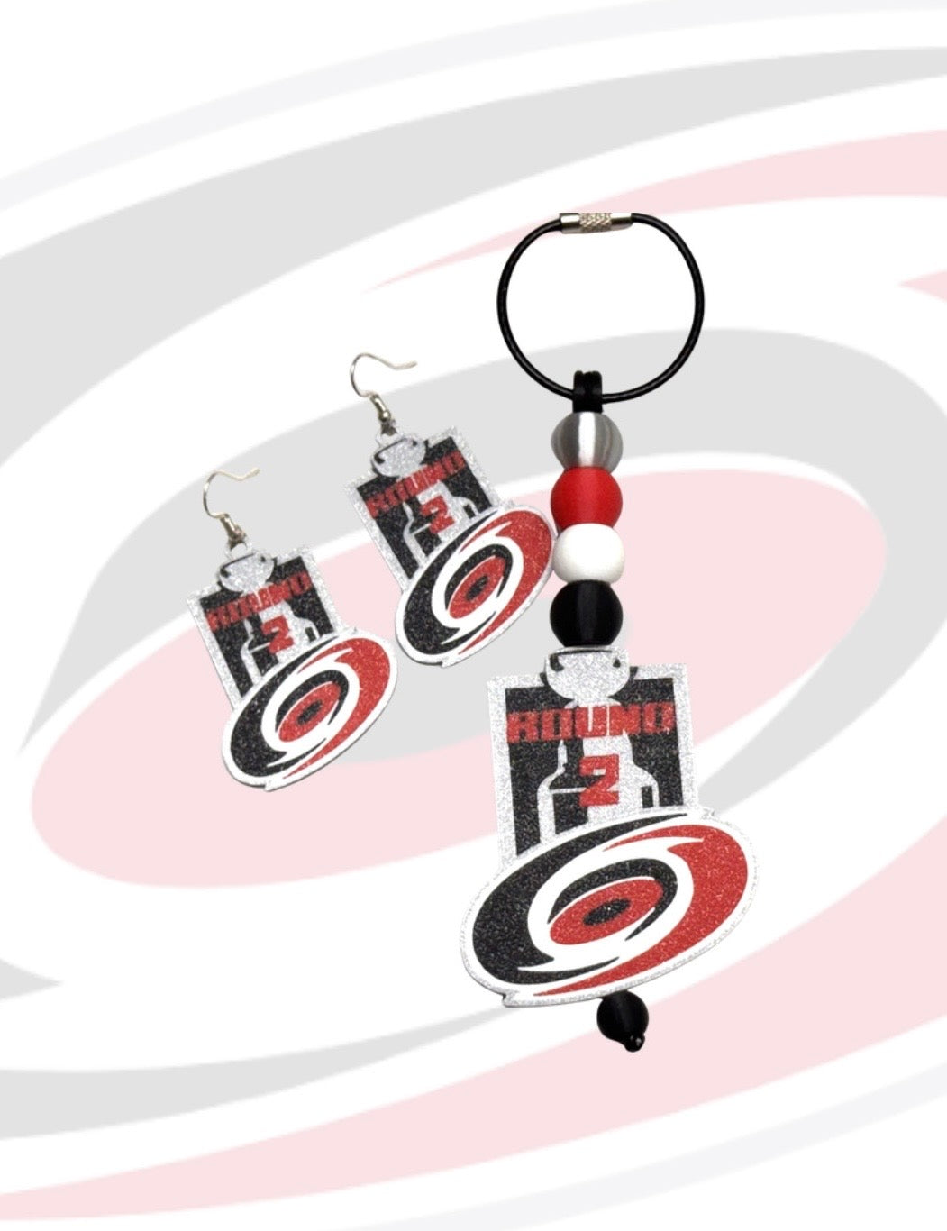 Playoffs Round 2 earrings and keychain