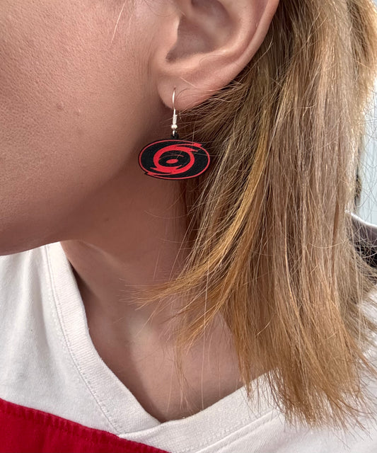 Black and Red Road Jersey earrings