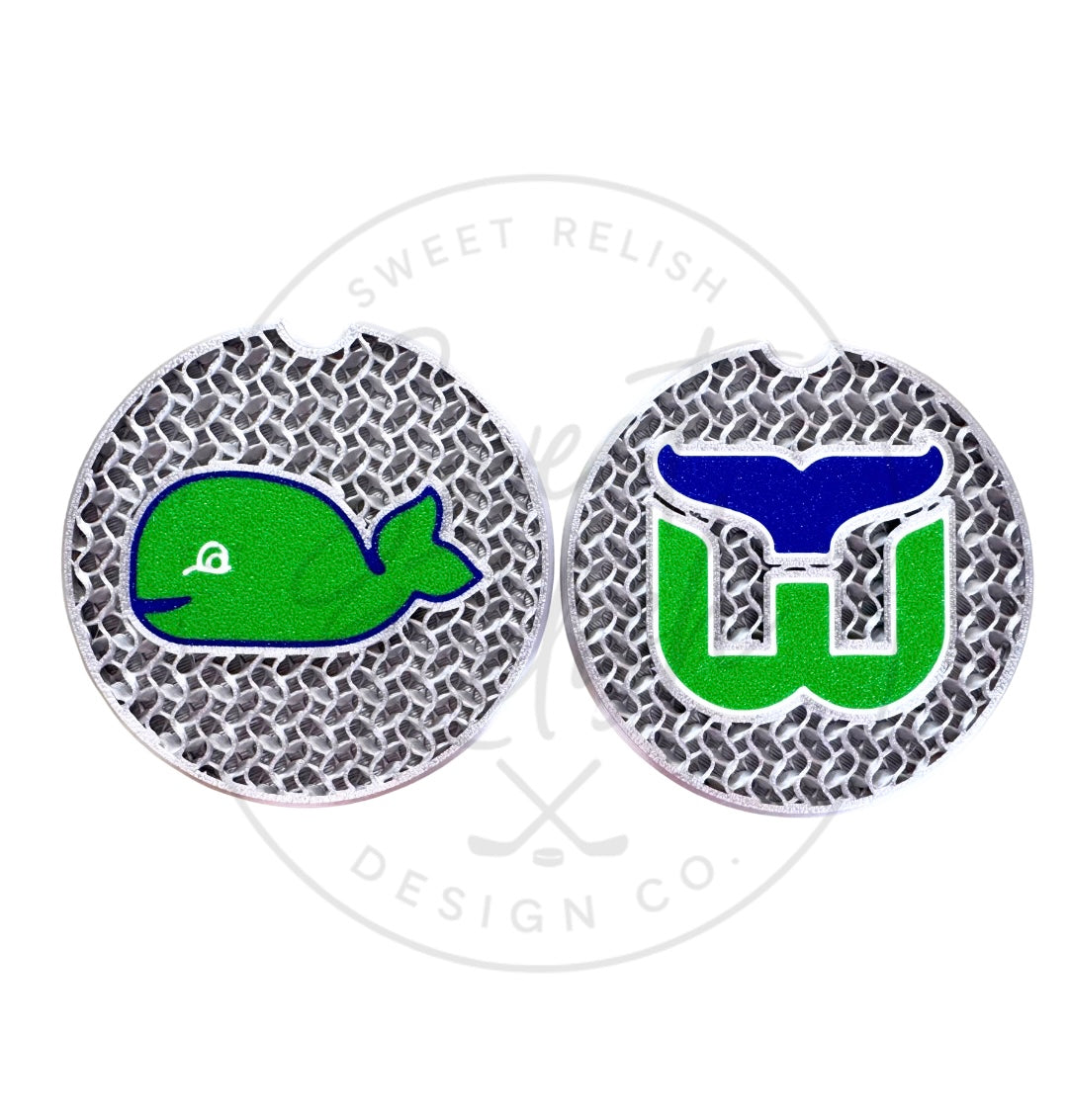 Whalers car coasters- set of 2