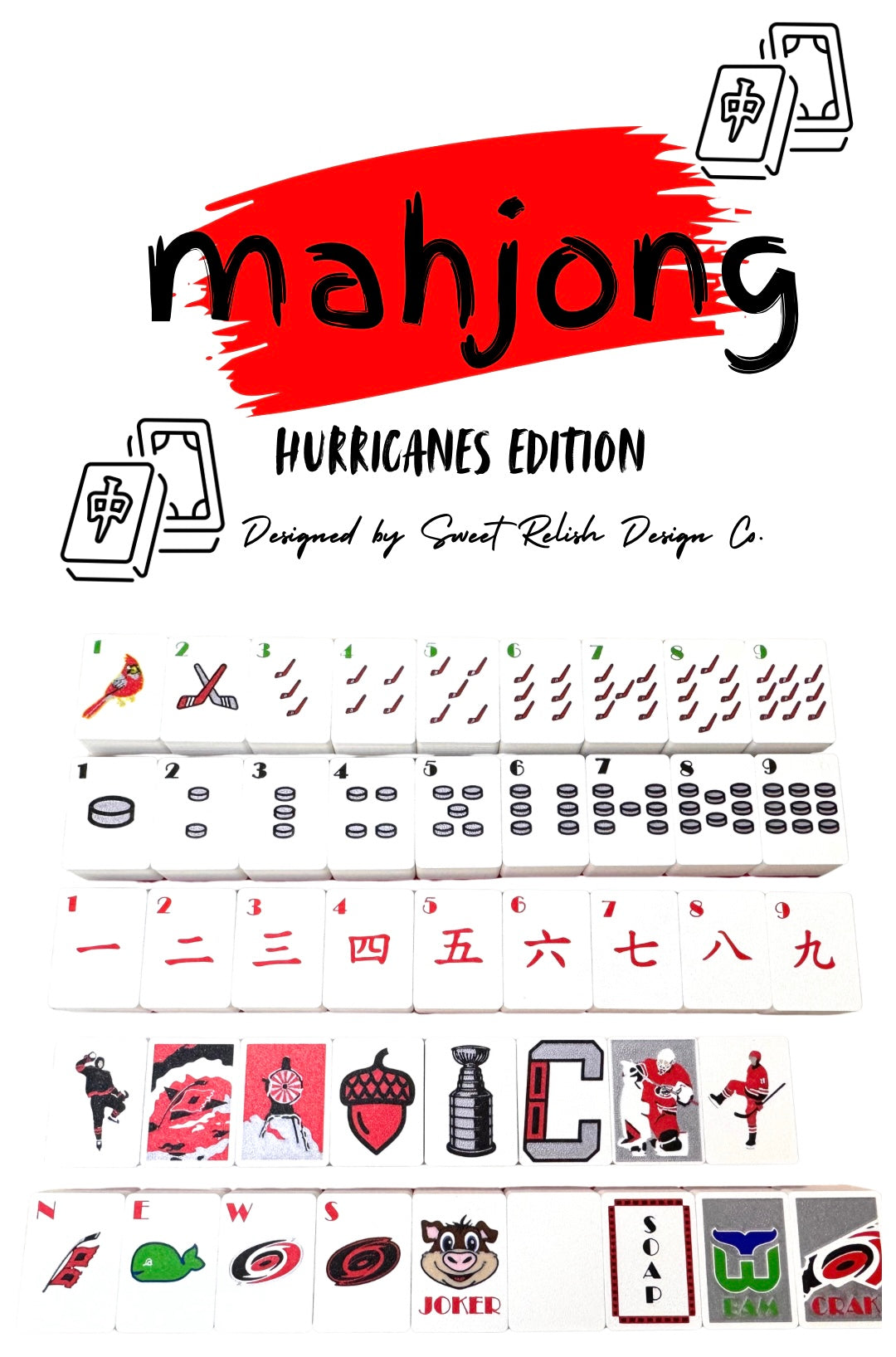 Compact travel size Hurricanes Mahjong set