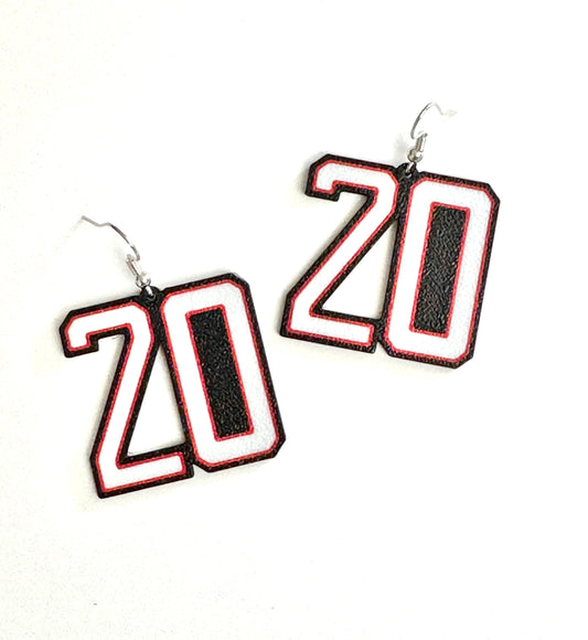 Player number earrings  “20”