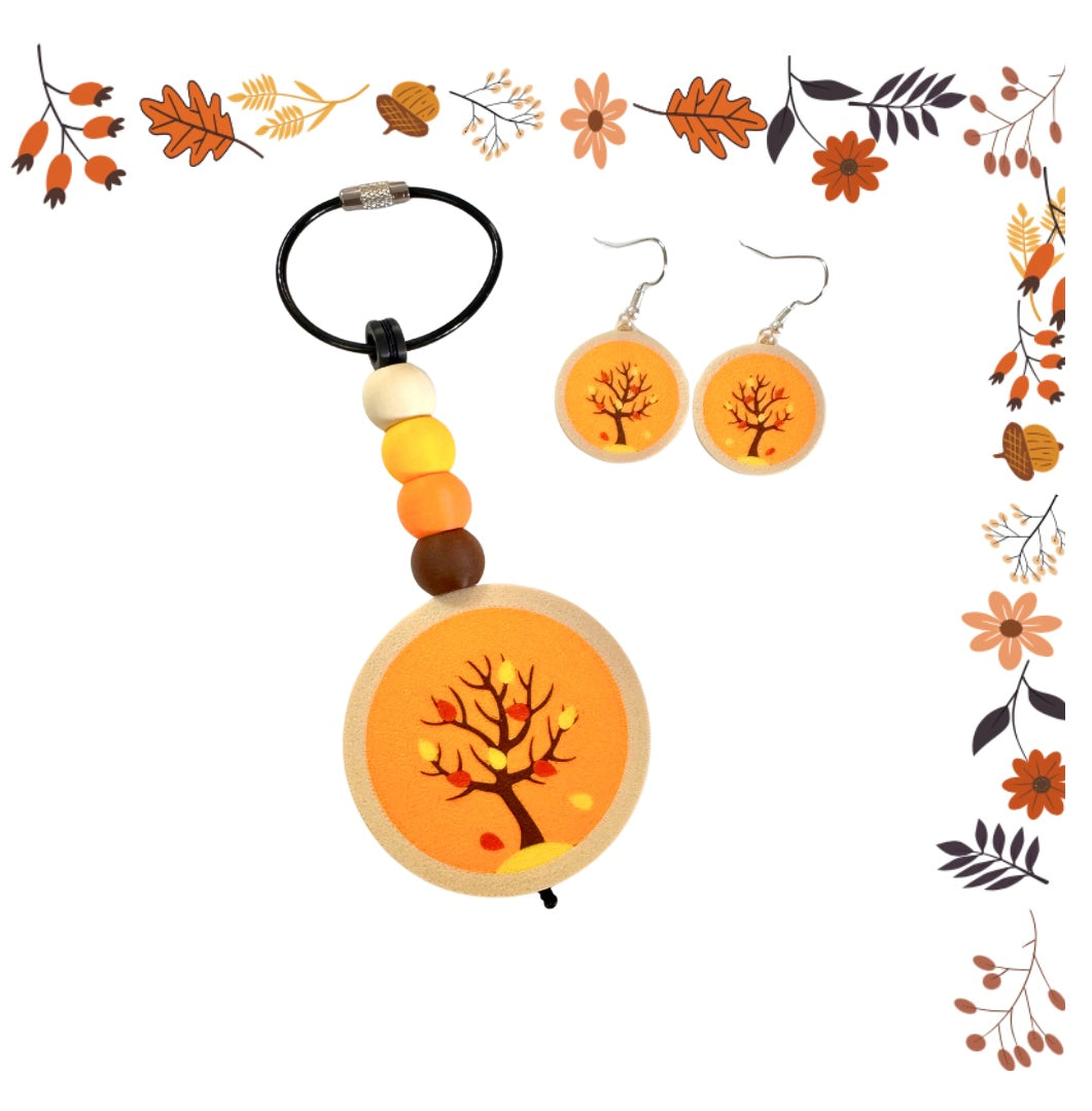 Fall for you keychain & earring set