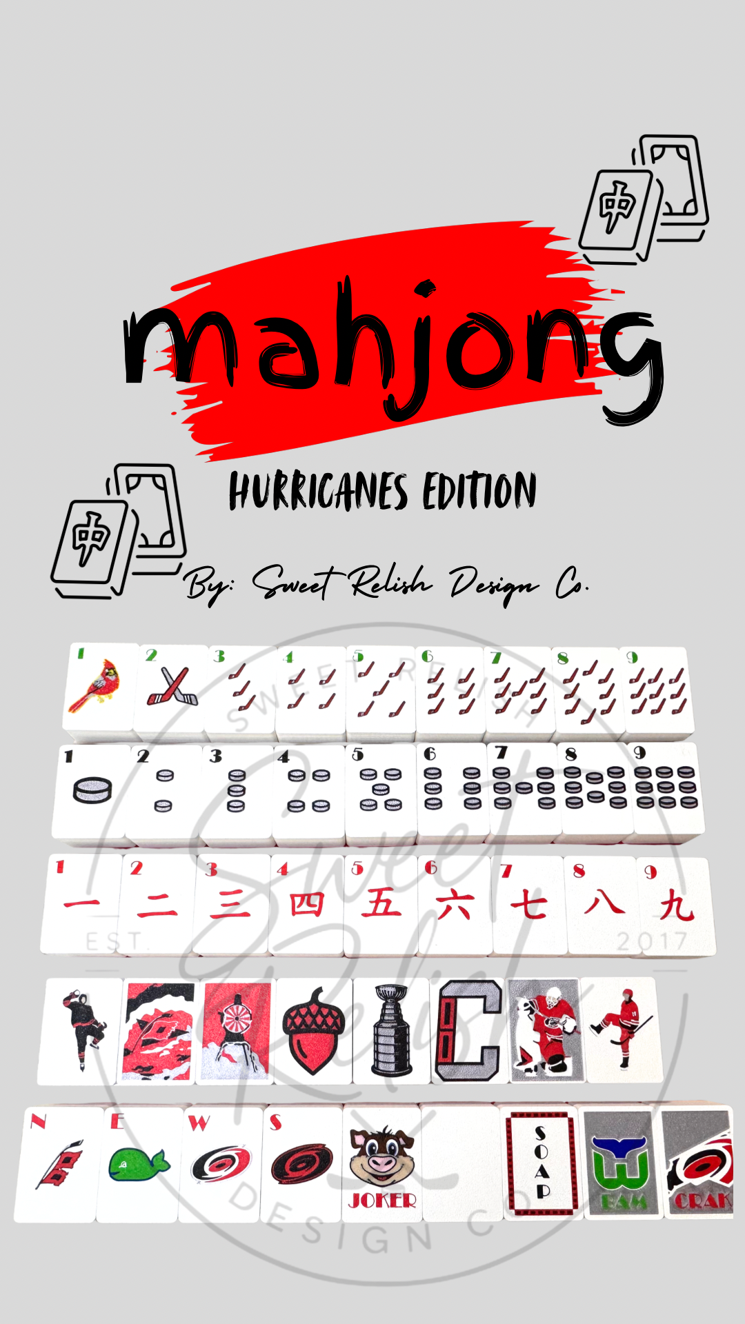 Carolina Hurricanes Mahjong tile set